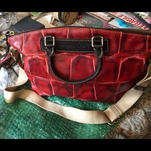 Dooney & Bourke red croc leather satchel/crossbody bag